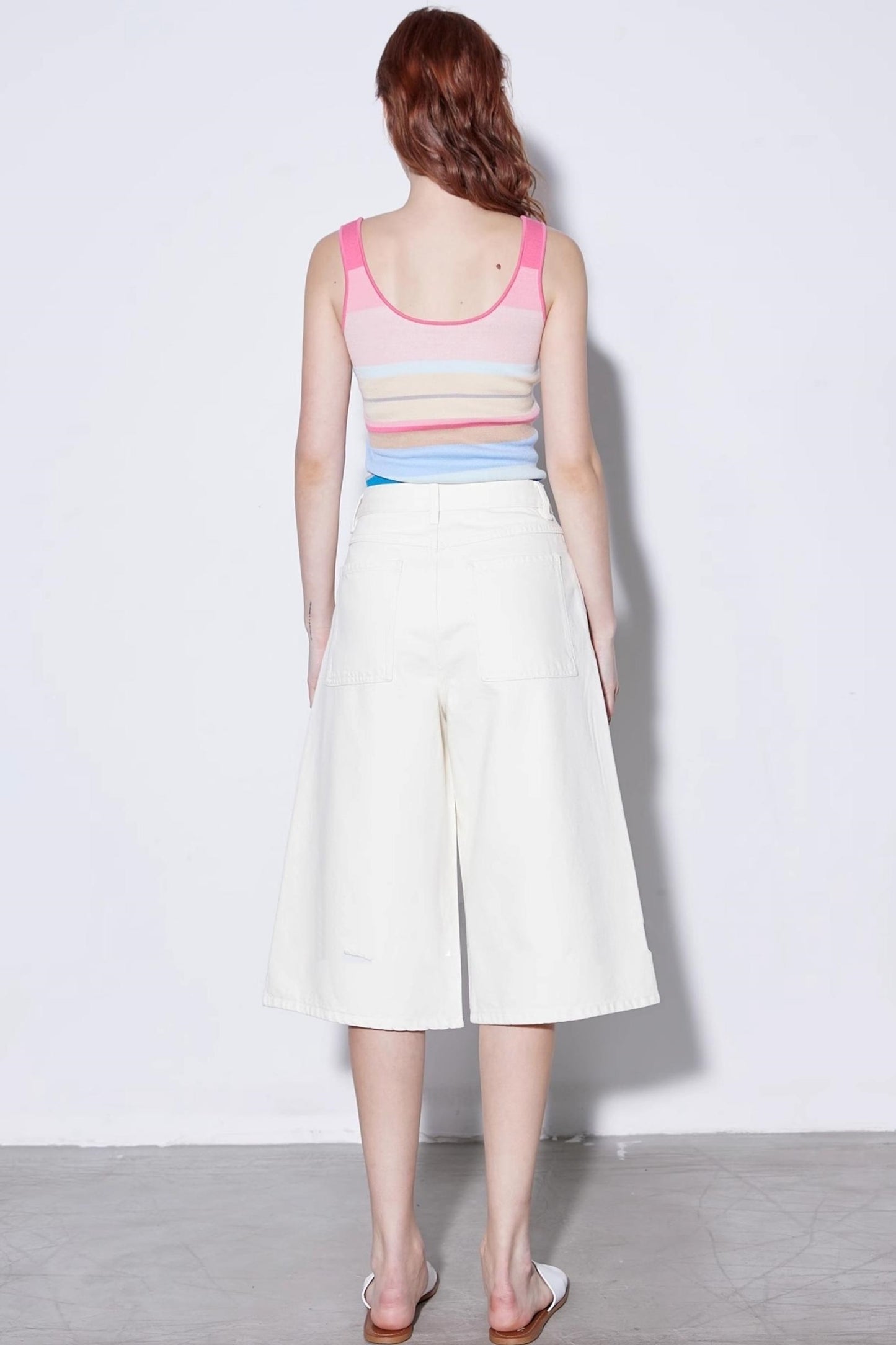 Summer Stripe Silk-Lycra Knit Vest