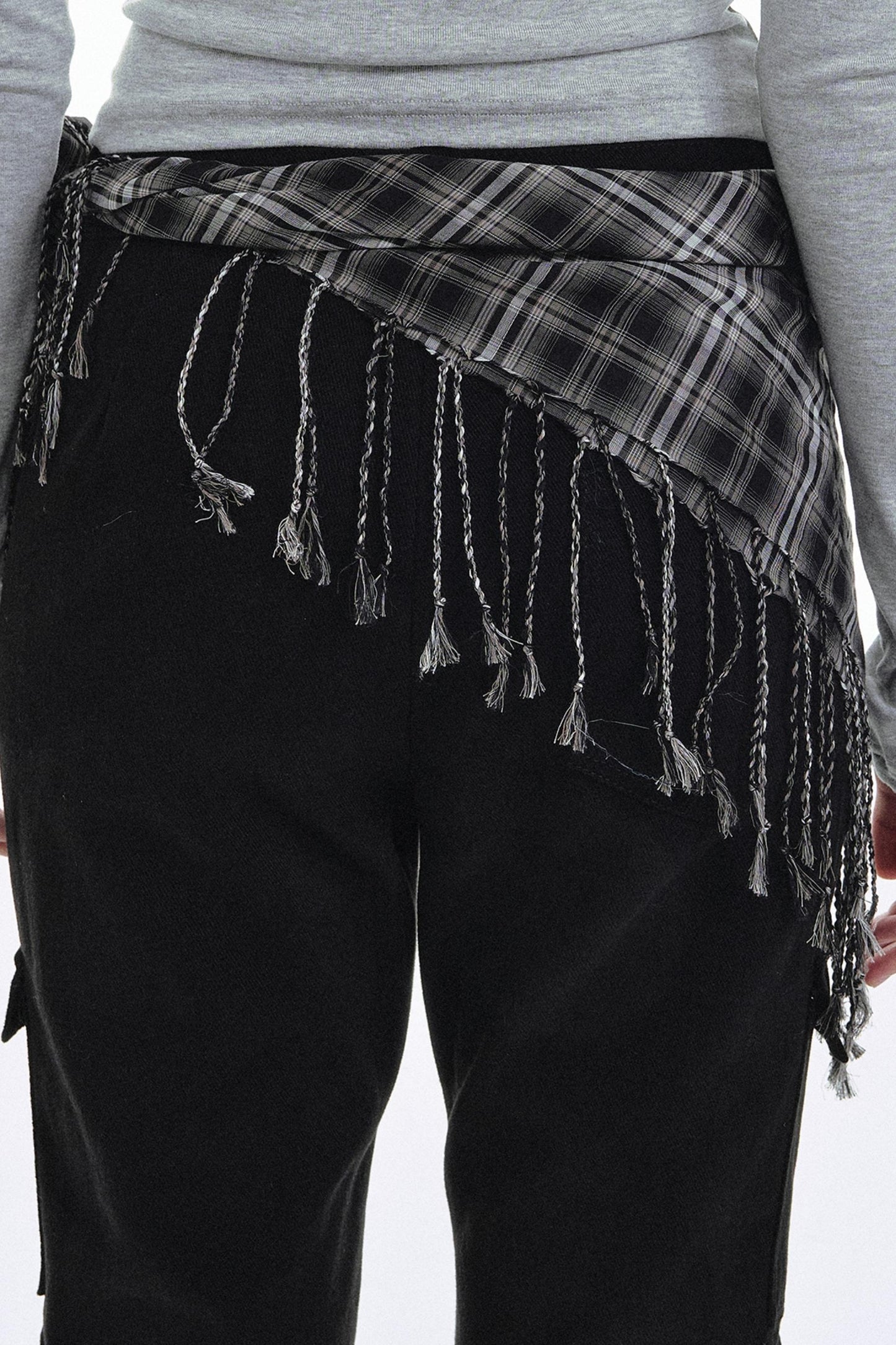 Retro Plaid Tassel Scarf
