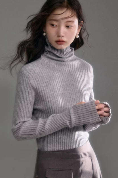 Soft Cloud Ribbed Turtleneck Sweater
