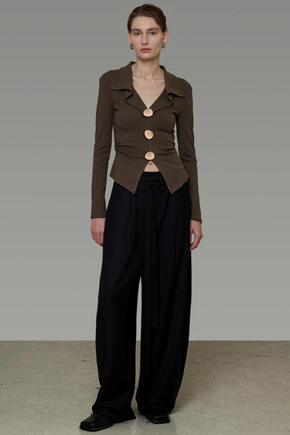 Waist Slimming V-Neck Knitted Sweater