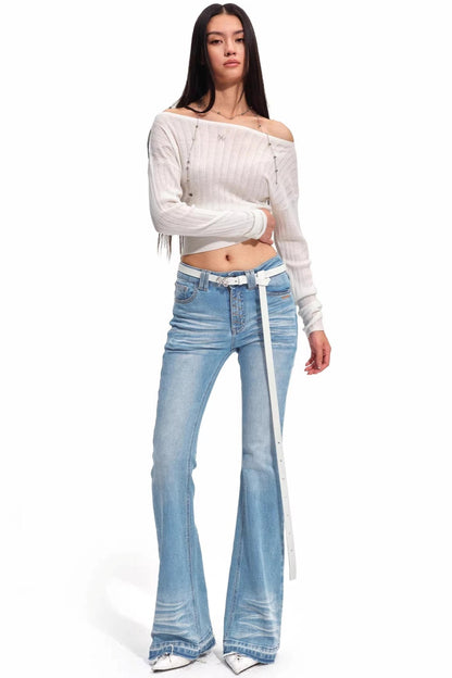 Merinowolle One-Shoulder Strickoberteil