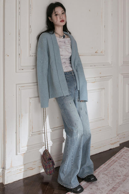 Hand-Cranked Jacquard Woolen Sweater Set