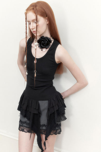 Dark Lace Midi Skirt