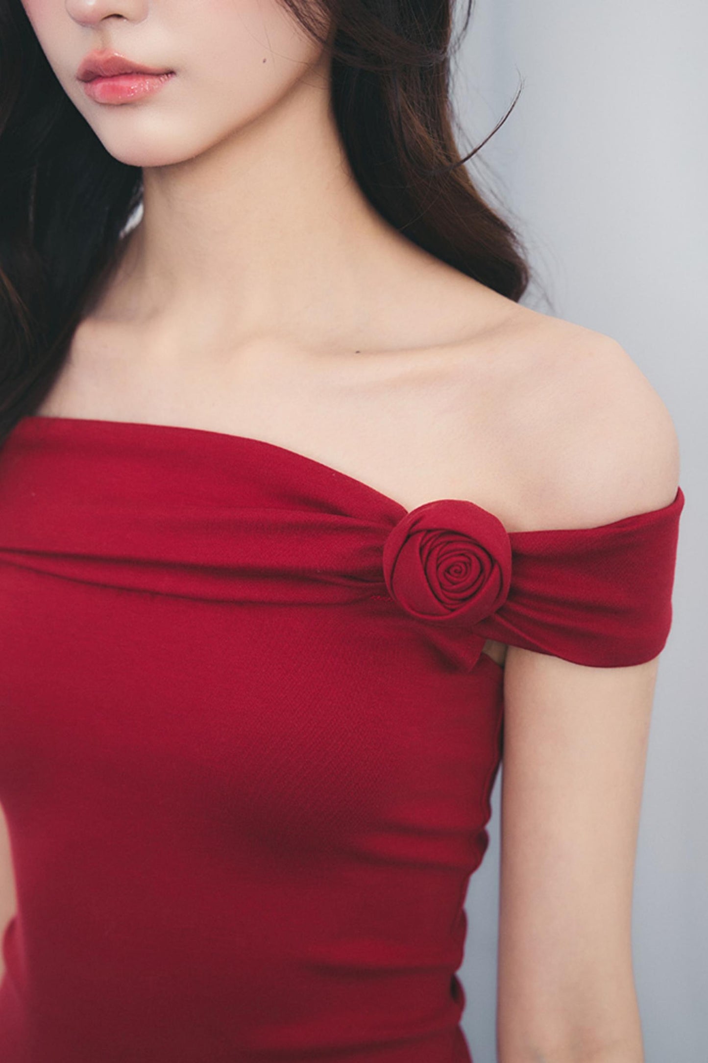 Pink One-Shoulder Drawstring Dress