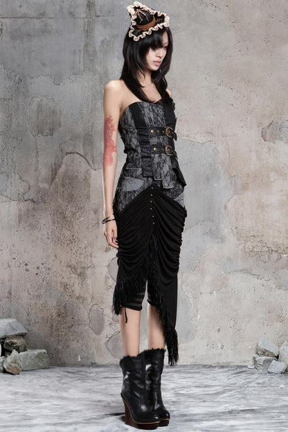 Patchwork Knit Skirt