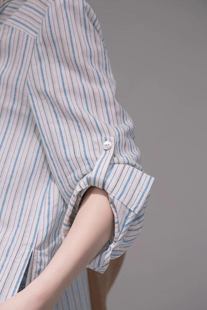 항해풍 소다 블루 스트라이프 탑 세트
