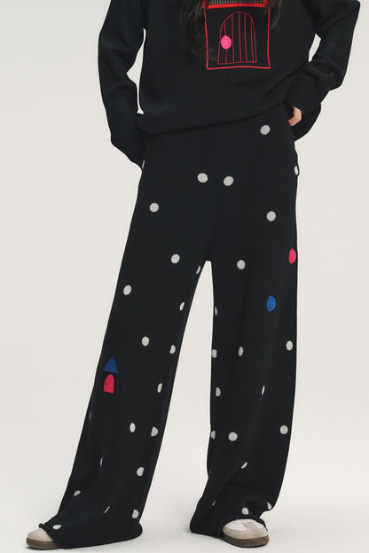 Colorful Polka Dot Knit Pants