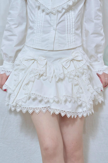 Lace Trim Bow Cake Skirt