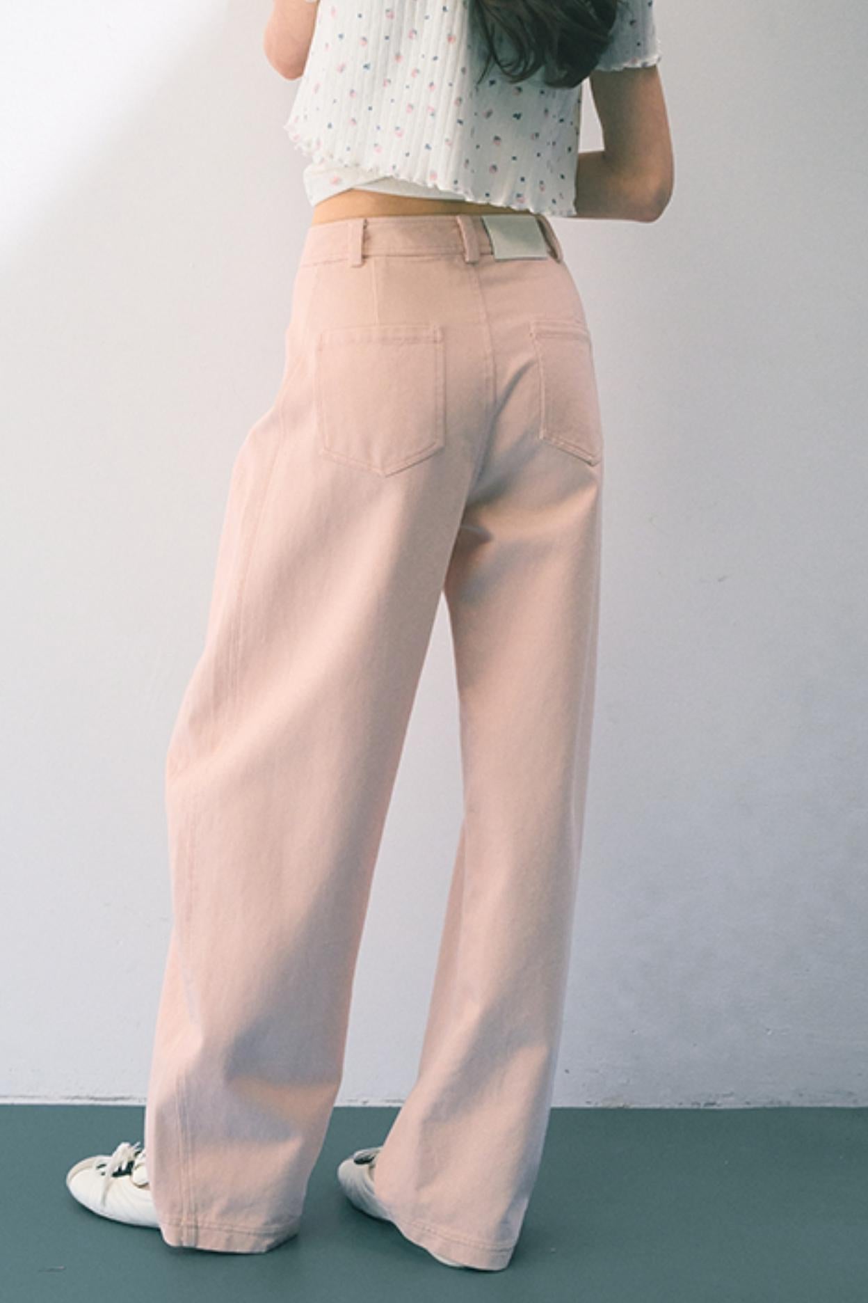 Pink Straight Leg Trousers