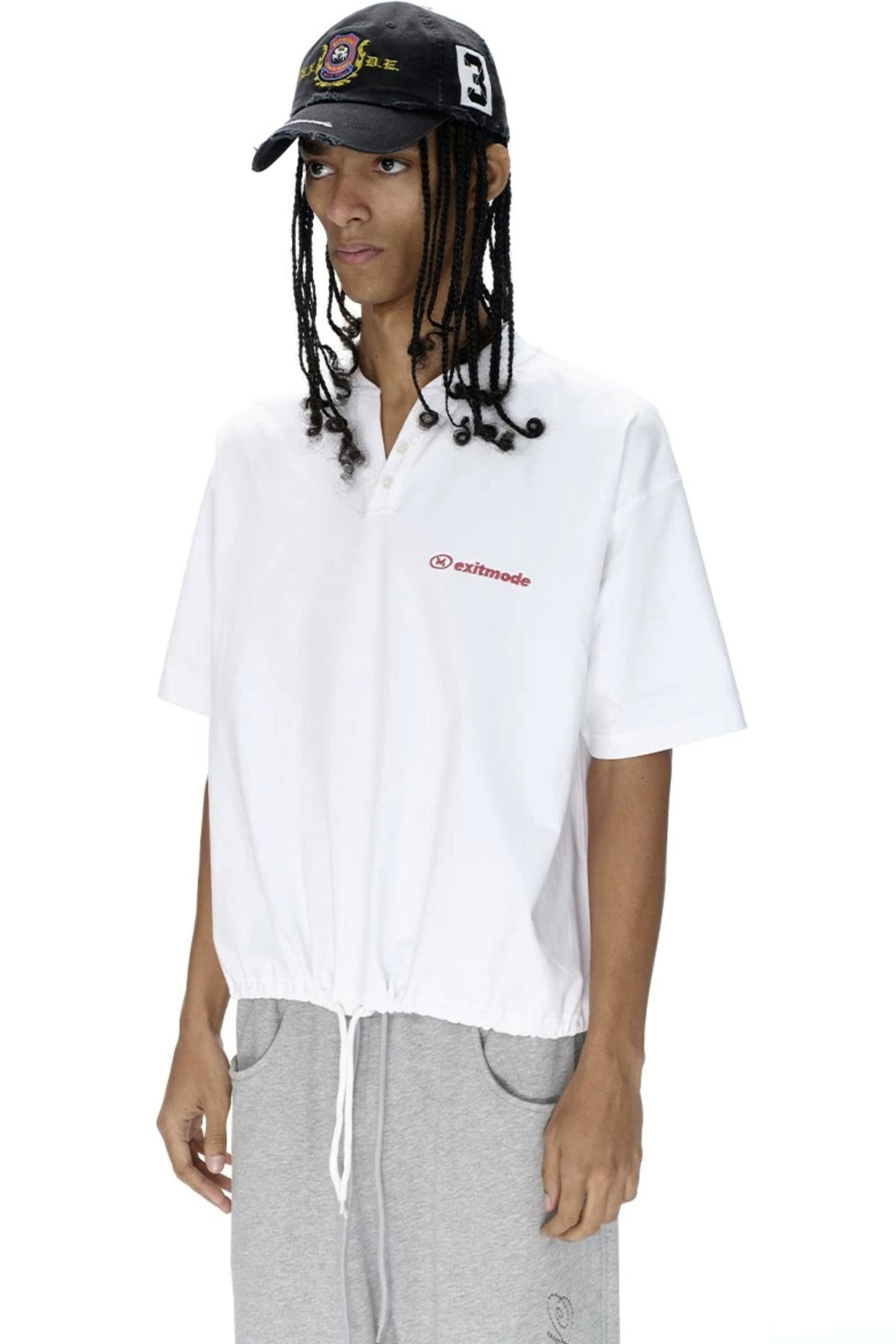 Ice-Feel Drawstring V-Neck T-Shirt
