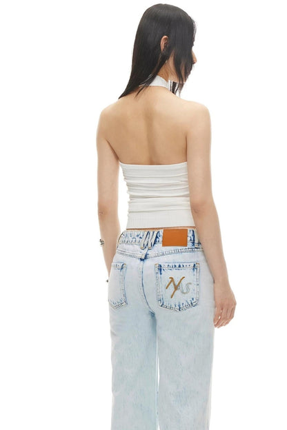Stamp Pattern Organza Camisole Top