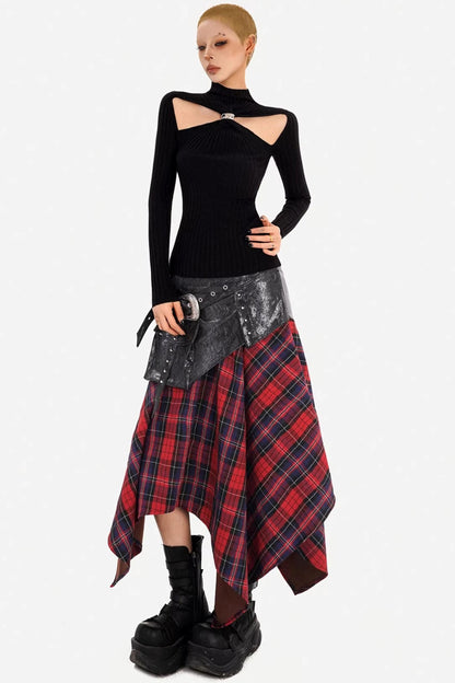 Black Hollow Knit Top