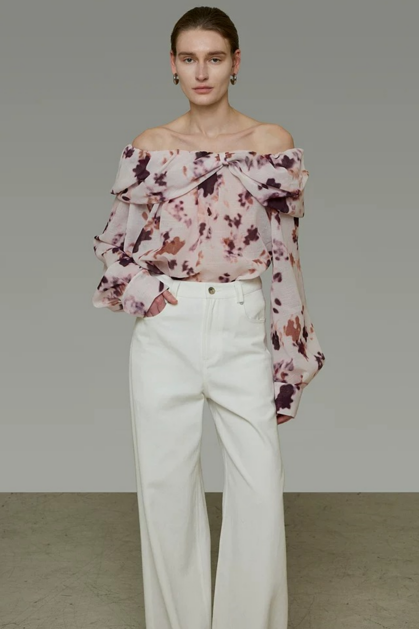 Elegant Tie-Dye Off-Shoulder Blouse