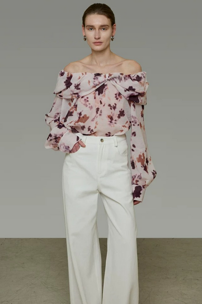 Elegant Tie-Dye Off-Shoulder Blouse