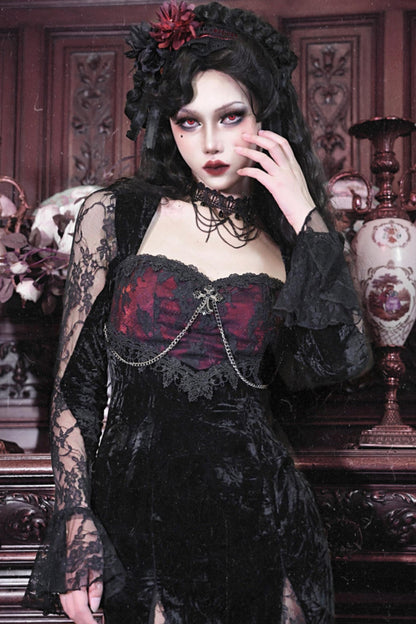 Gothic Dark Red Fishtail Dress