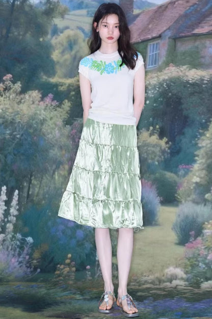 Sparkling Pearlescent Satin Skirt