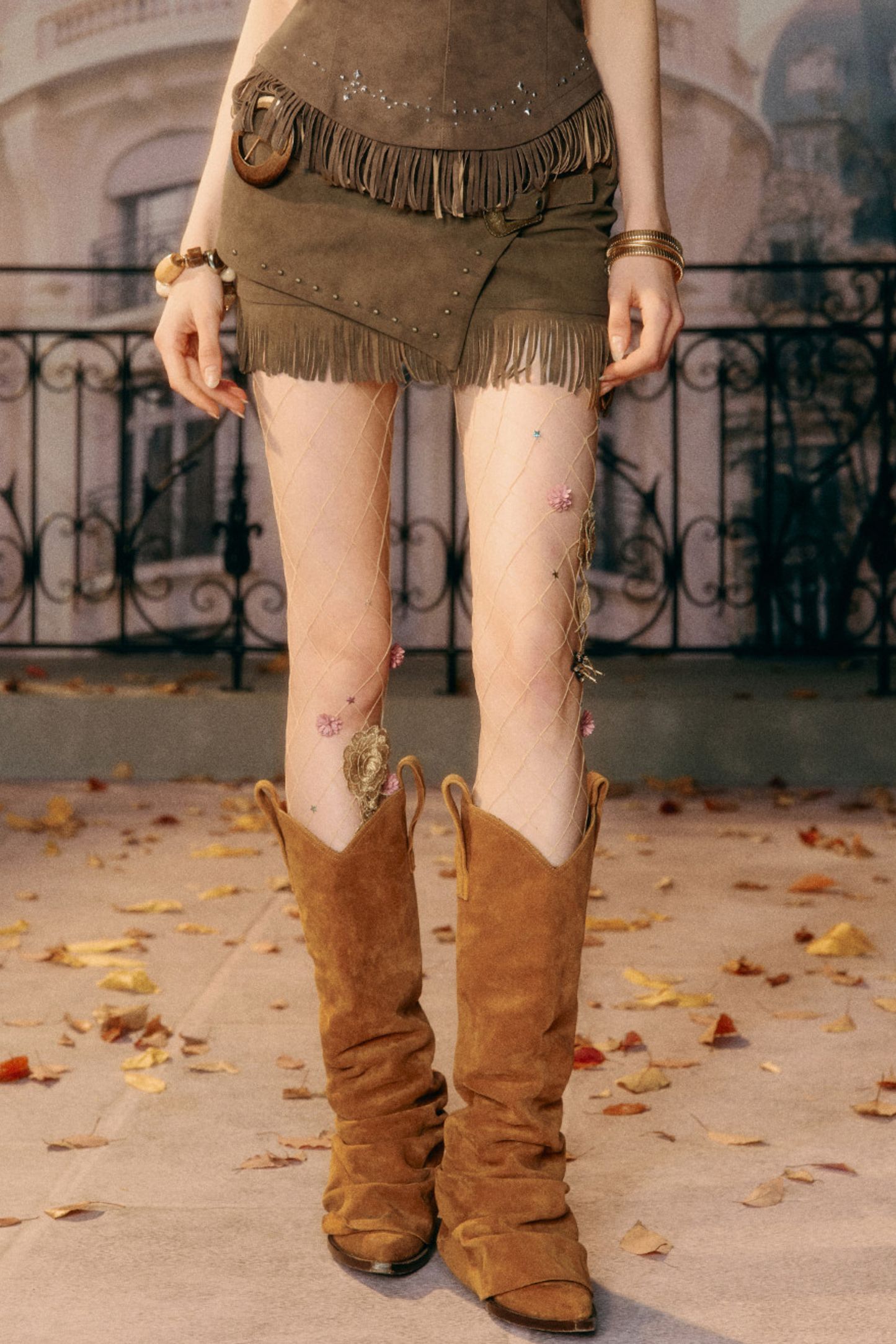 Retro Imitation Suede Tassel Skirt