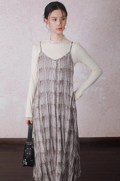 Velvet Tie-Dye Print A-Line Sundress