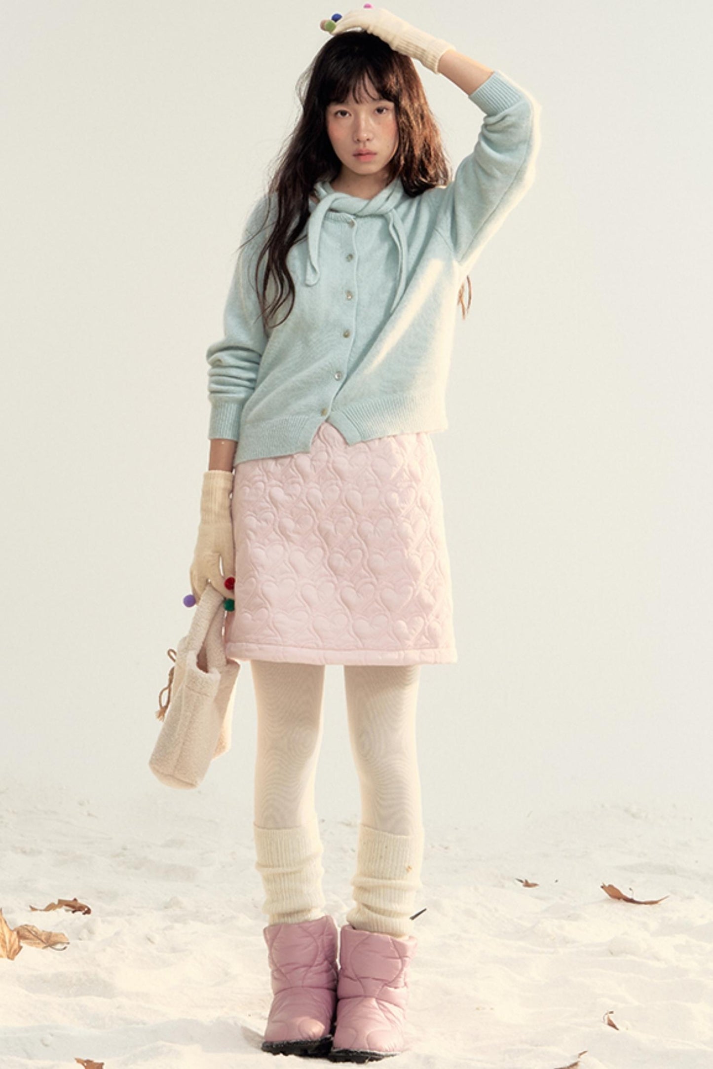 Pink Heart Quilted Cotton Skirt