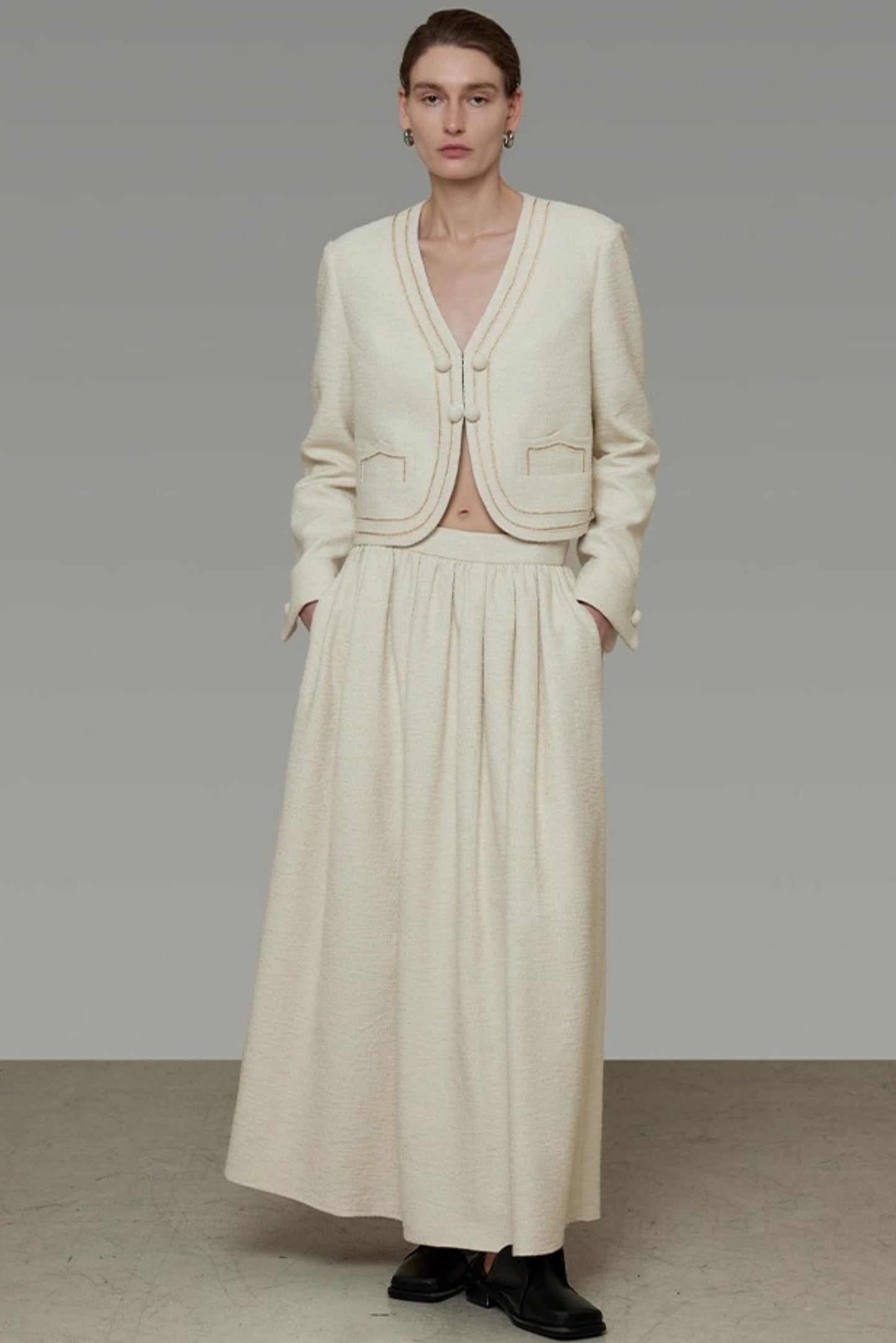 Vintage V-Neck Short Suit Set-Up