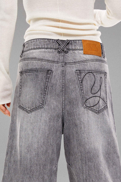 Metal Stud Denim Mid Pants