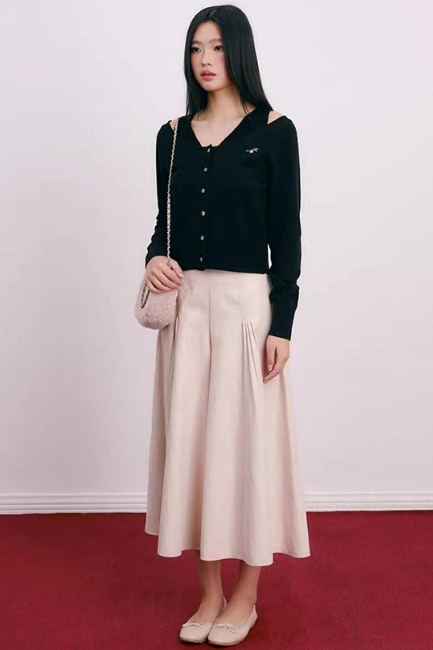 Vintage Pleated Wide-Leg Skirt Pants
