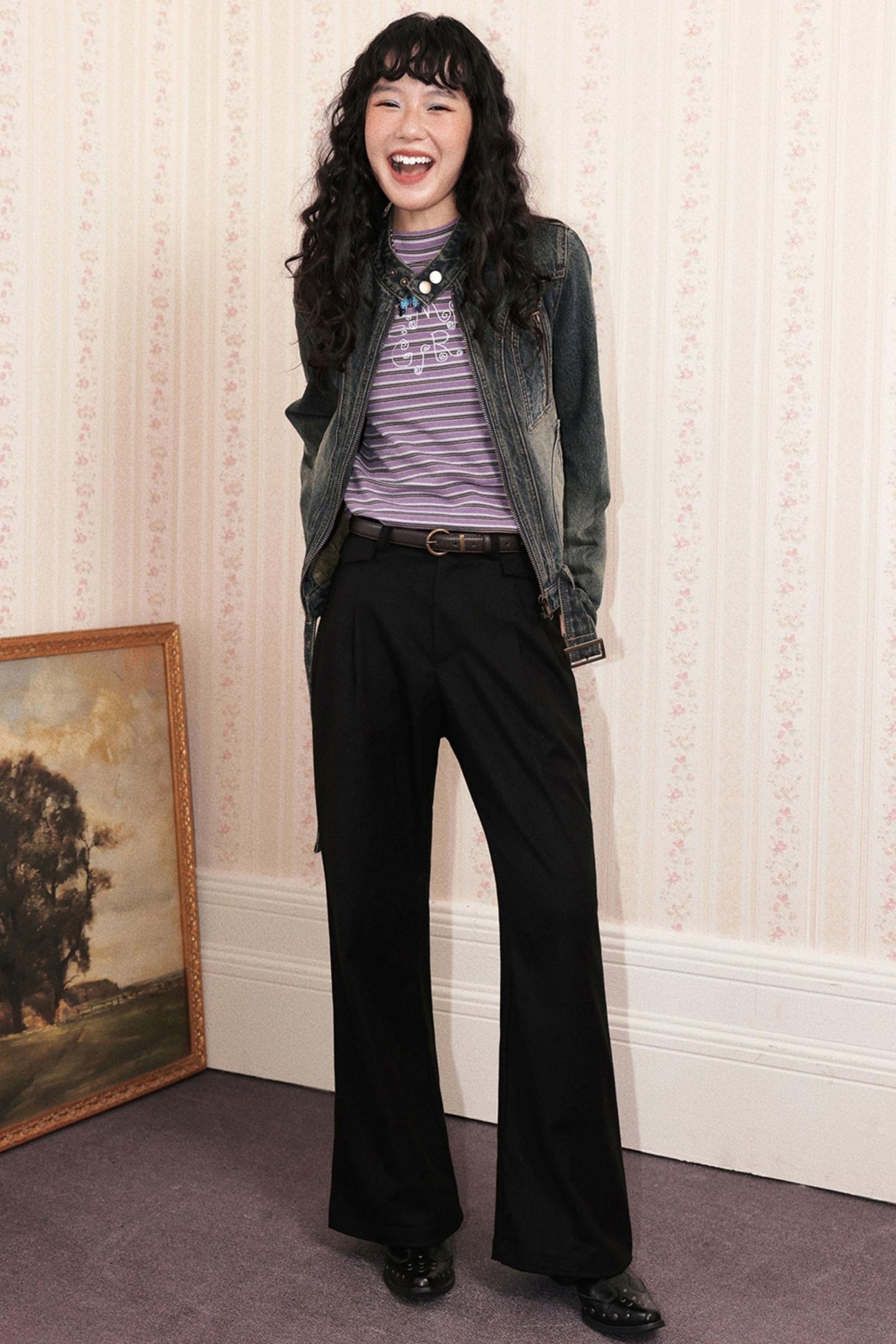 Sugar Melody Striped Long-Sleeved Top