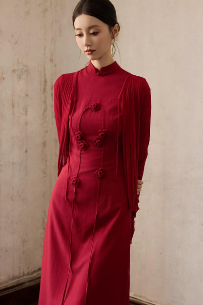 Red Flower Cheongsam Dress