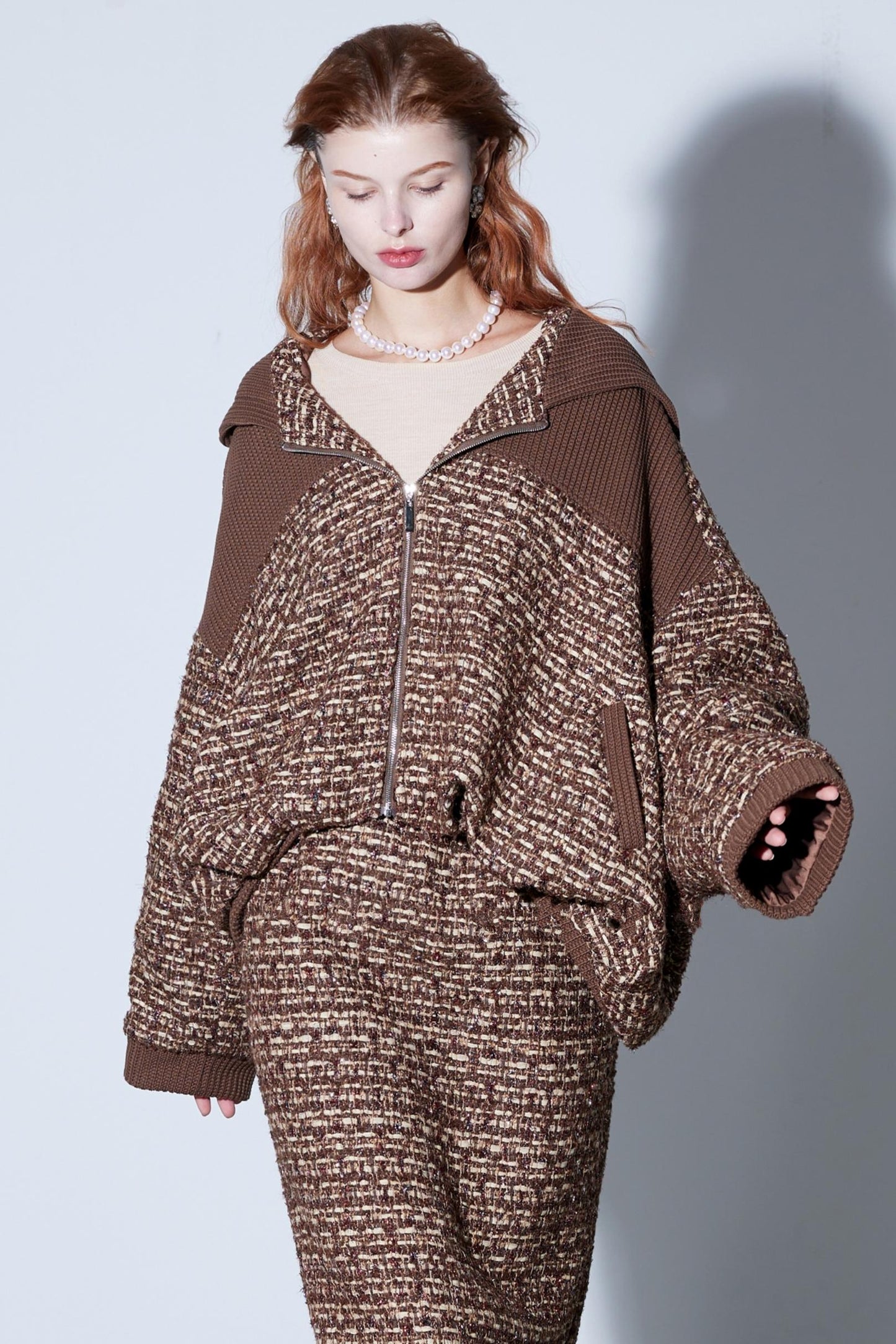 Silk Tweed Patchwork Skirt Set-Up