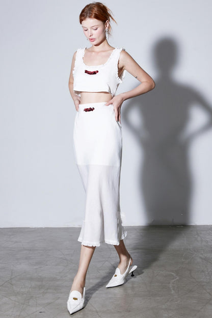 Moonlight White Vest Skirt Set-Up