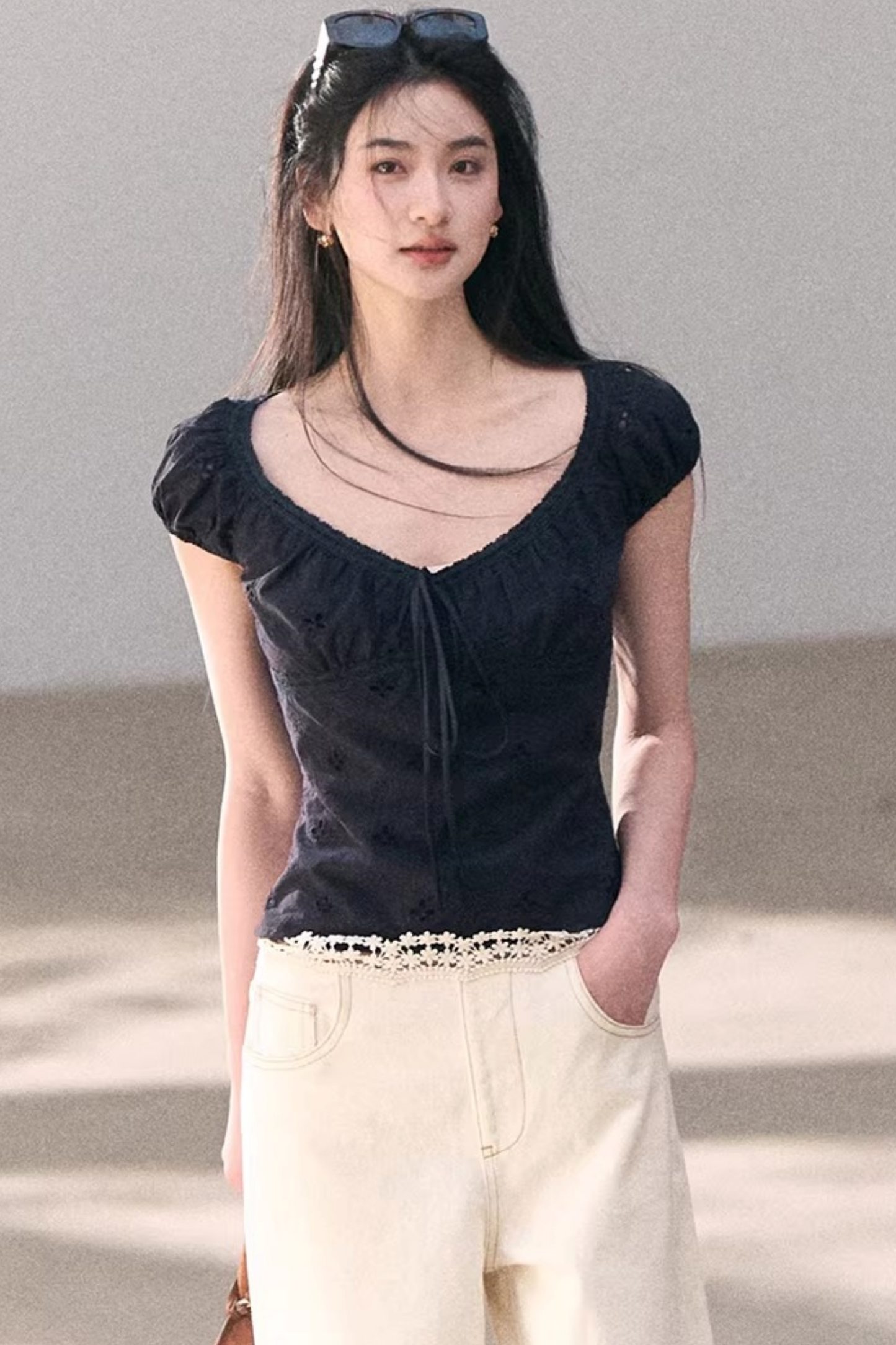 Embroidered Cotton Lace Top