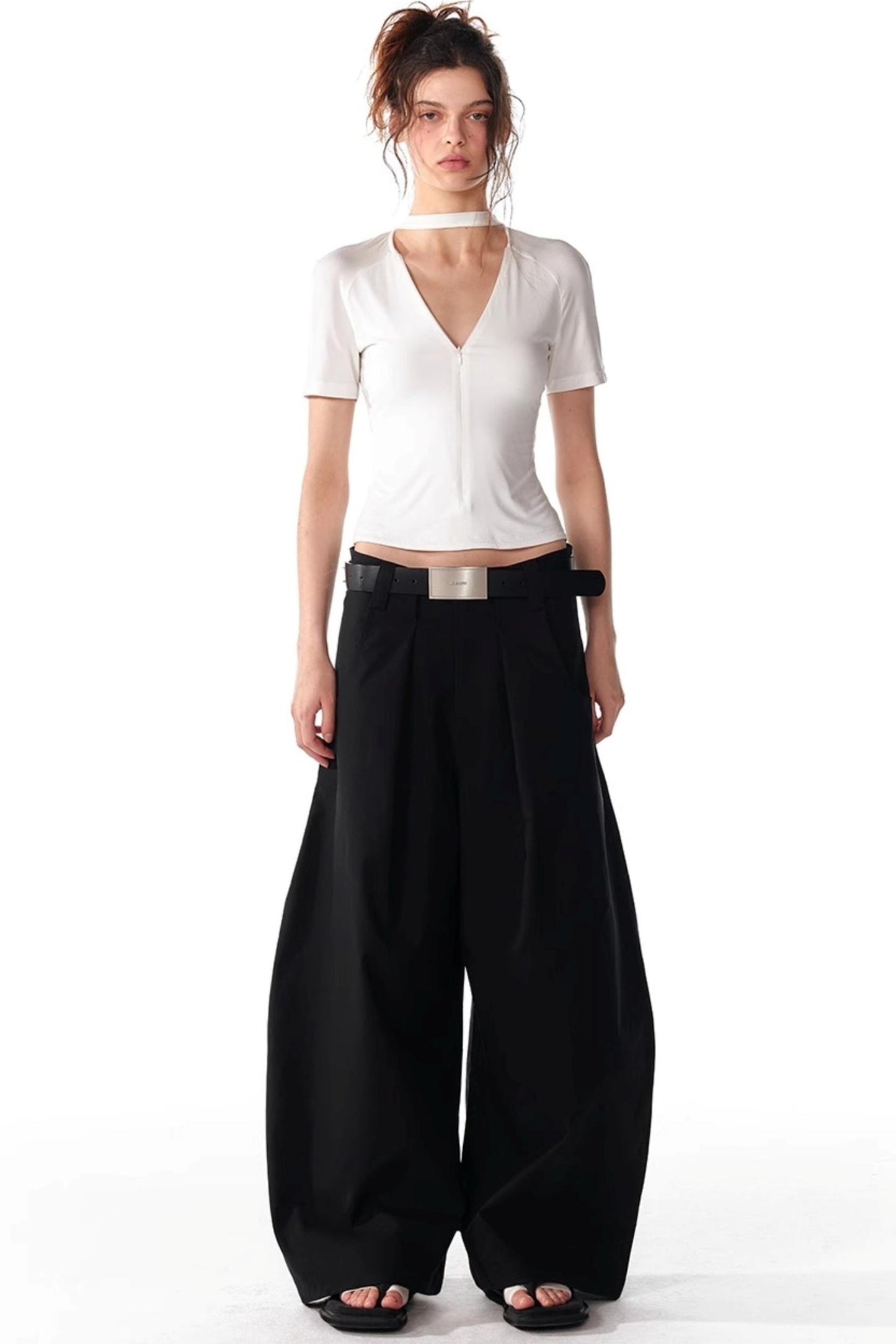 Slim Zipper Raglan Top