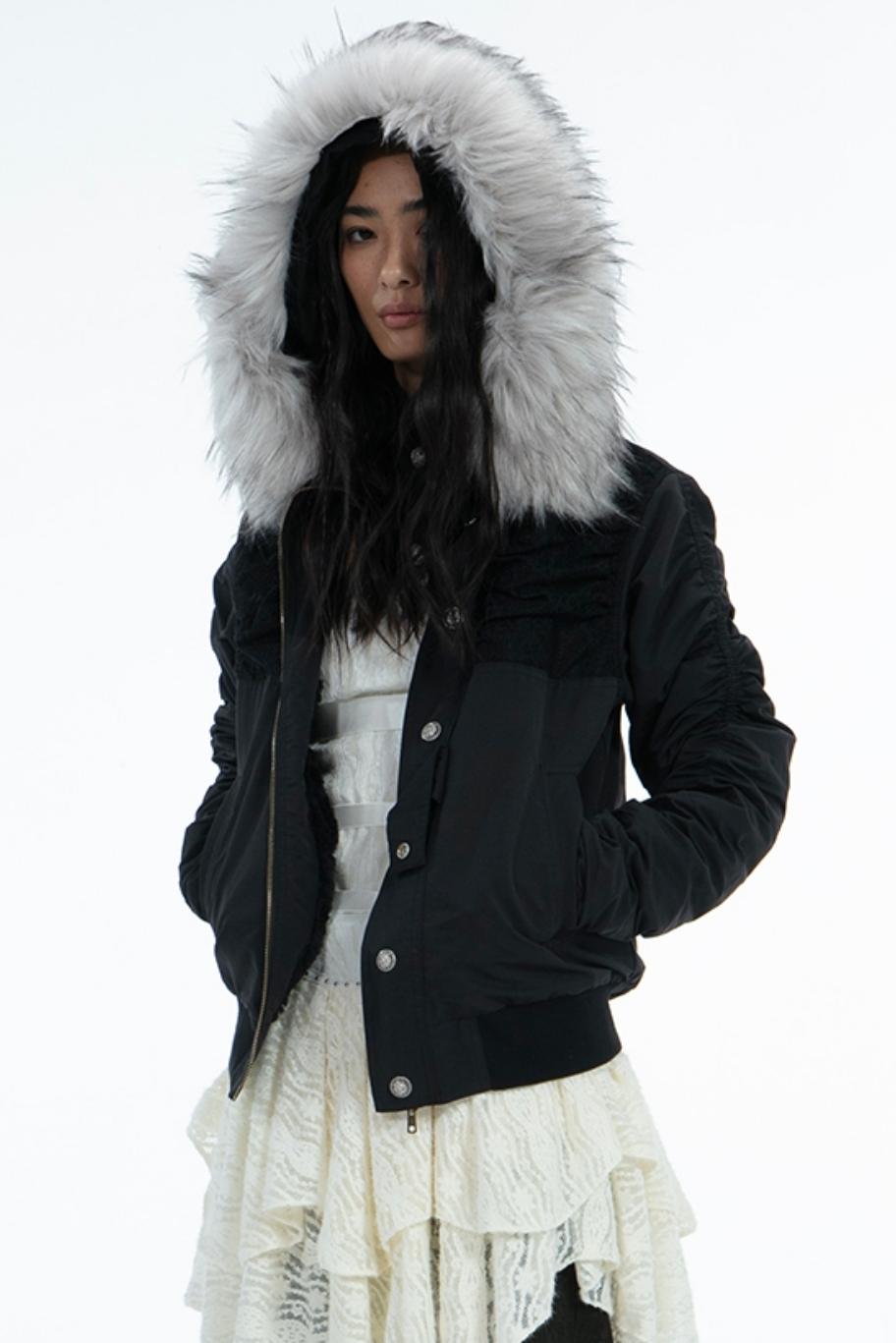 Eco-Fur Fleece Pie Collar Jacket