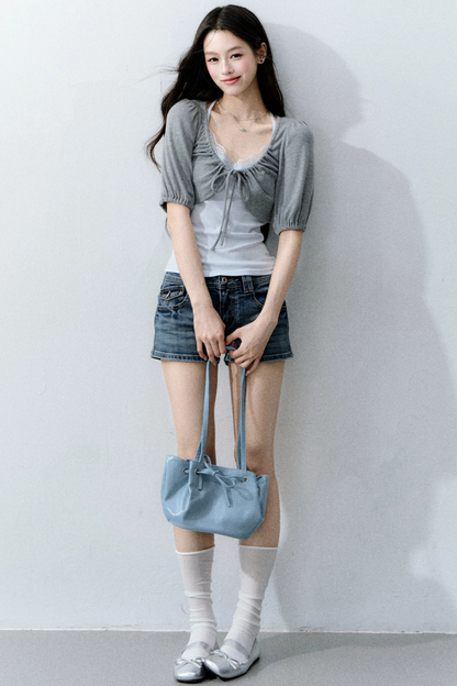 Retro Denim Straight-Leg Shorts