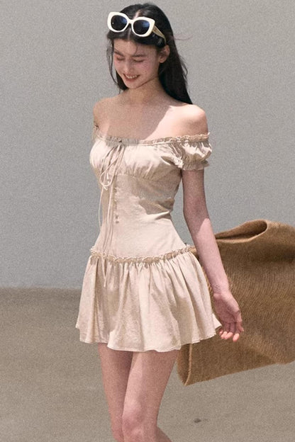 Lyocell Linen Puff Sleeve Dress