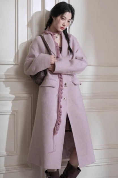 Teaberry Herringbone Tweed Coat