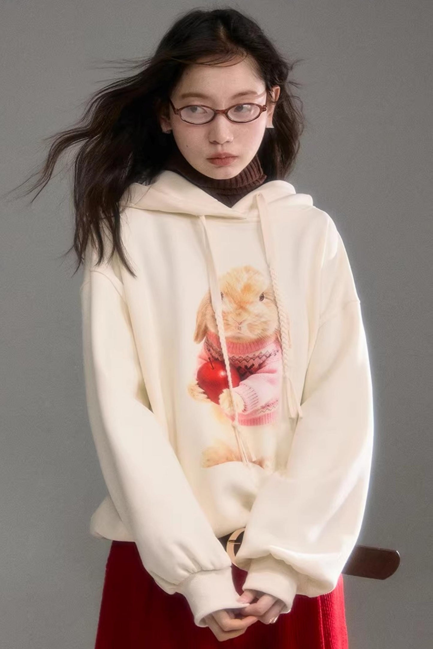 Apple Rabbit 후드 티셔츠