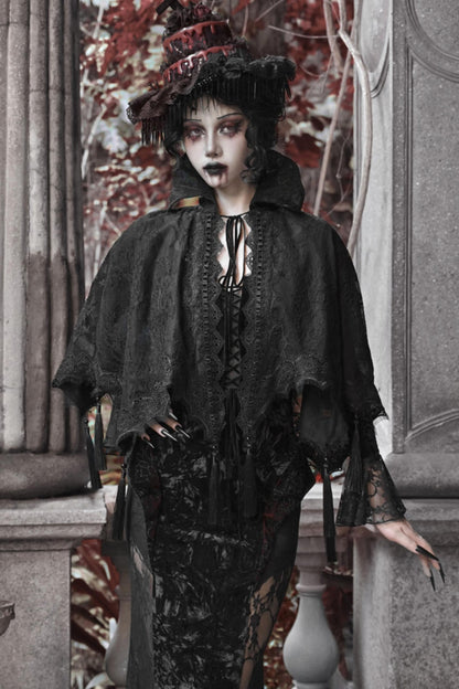 Crimson Blood Gothic Lace Cape Set-Up