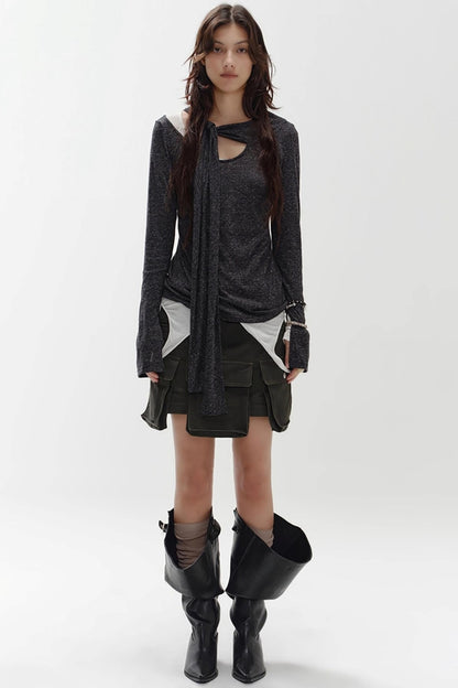 Retro Asymmetrical Knitted Top