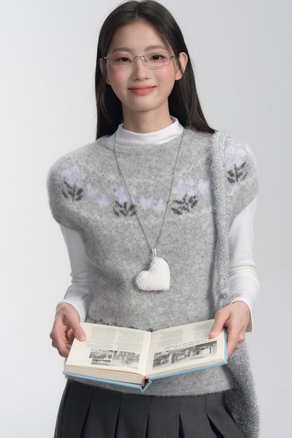 Fair Isle Layered Short Sleeve Sweater