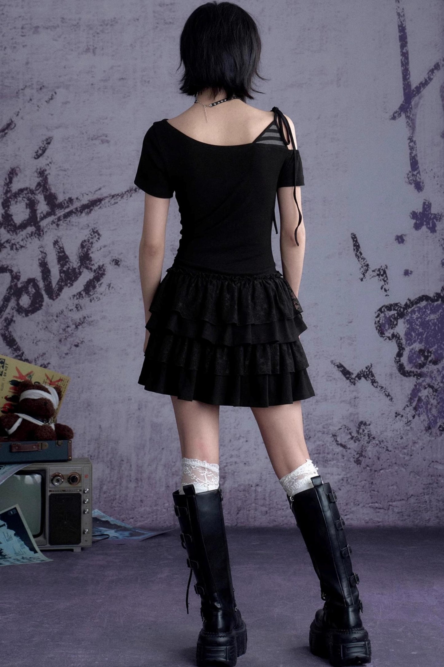 Patchwork Slash Dress