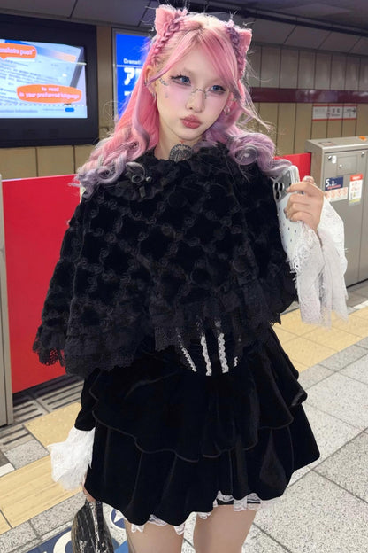 Plush Rose Lace Cape