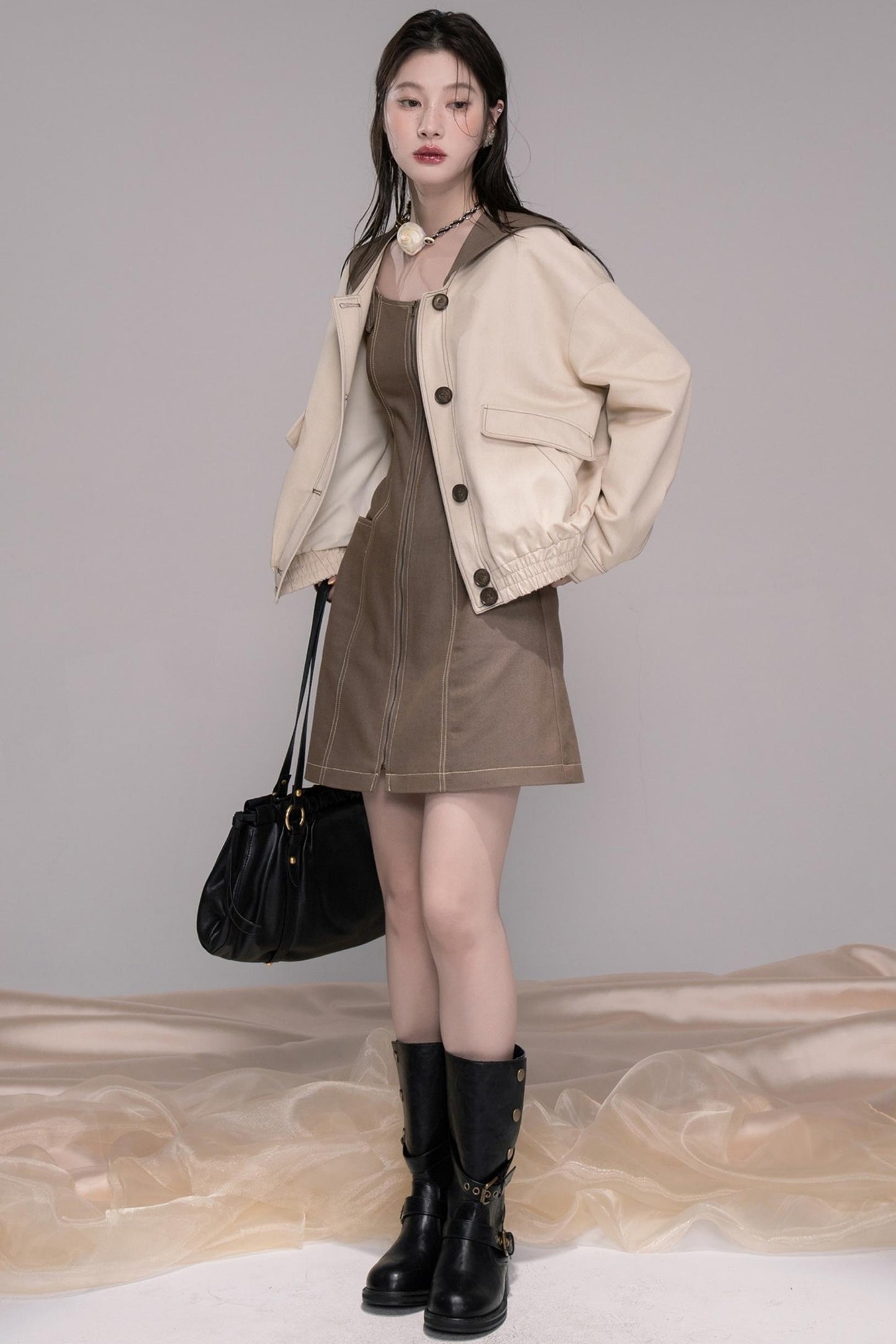 Mountain Apricot Navy Denim Jacket Set-Up