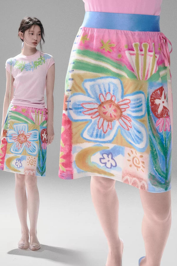 Reversible Bird and Tulip Skirt