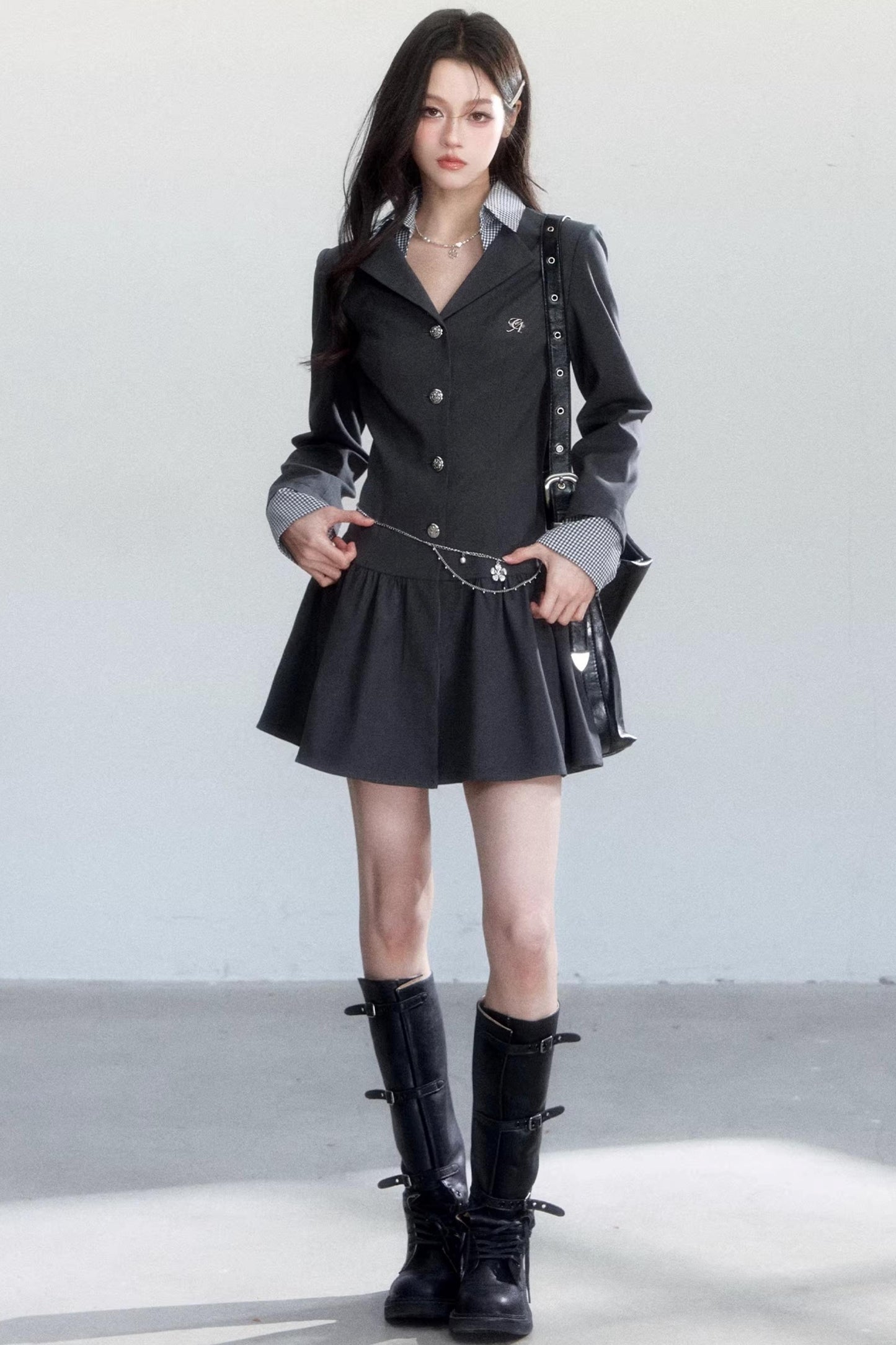 Intellectual Gray Suit Dress