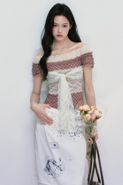 Plaid One-Shoulder Top