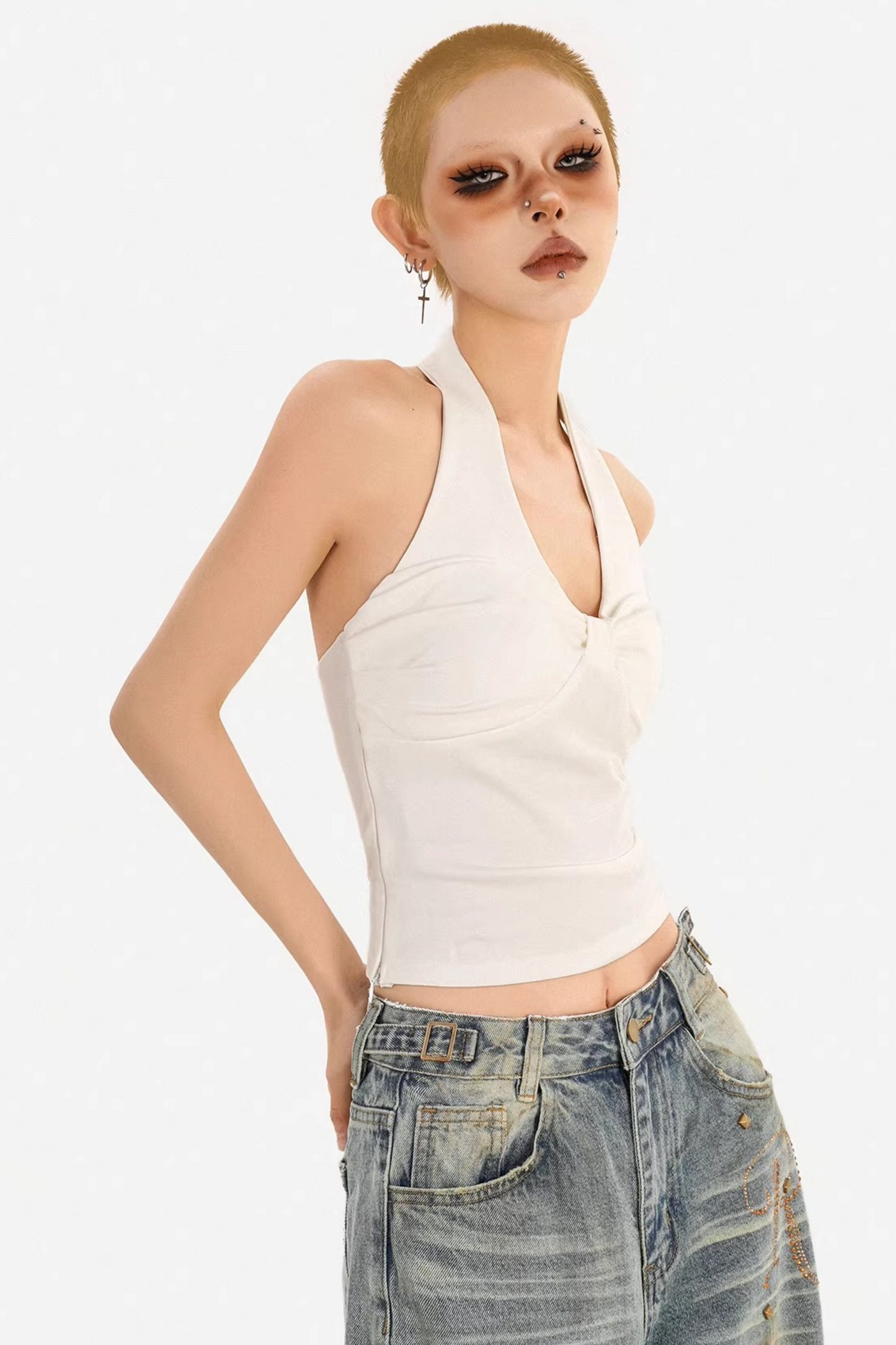 Backless Halter Suspender Top