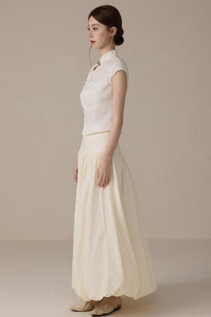 Beige Short Sleeve Top