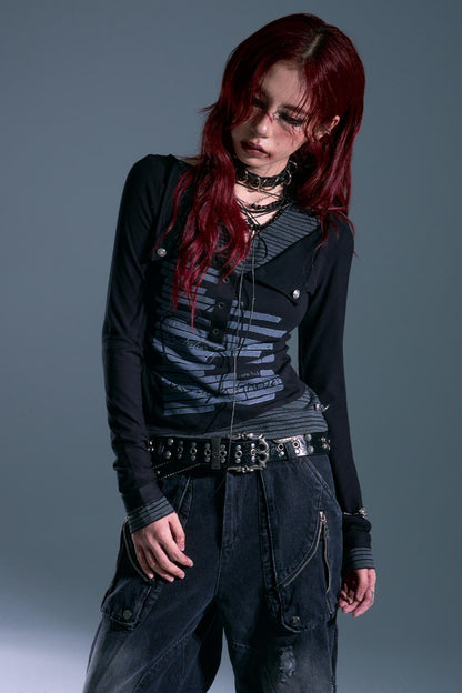 Stripe Long Sleeve Knit Top