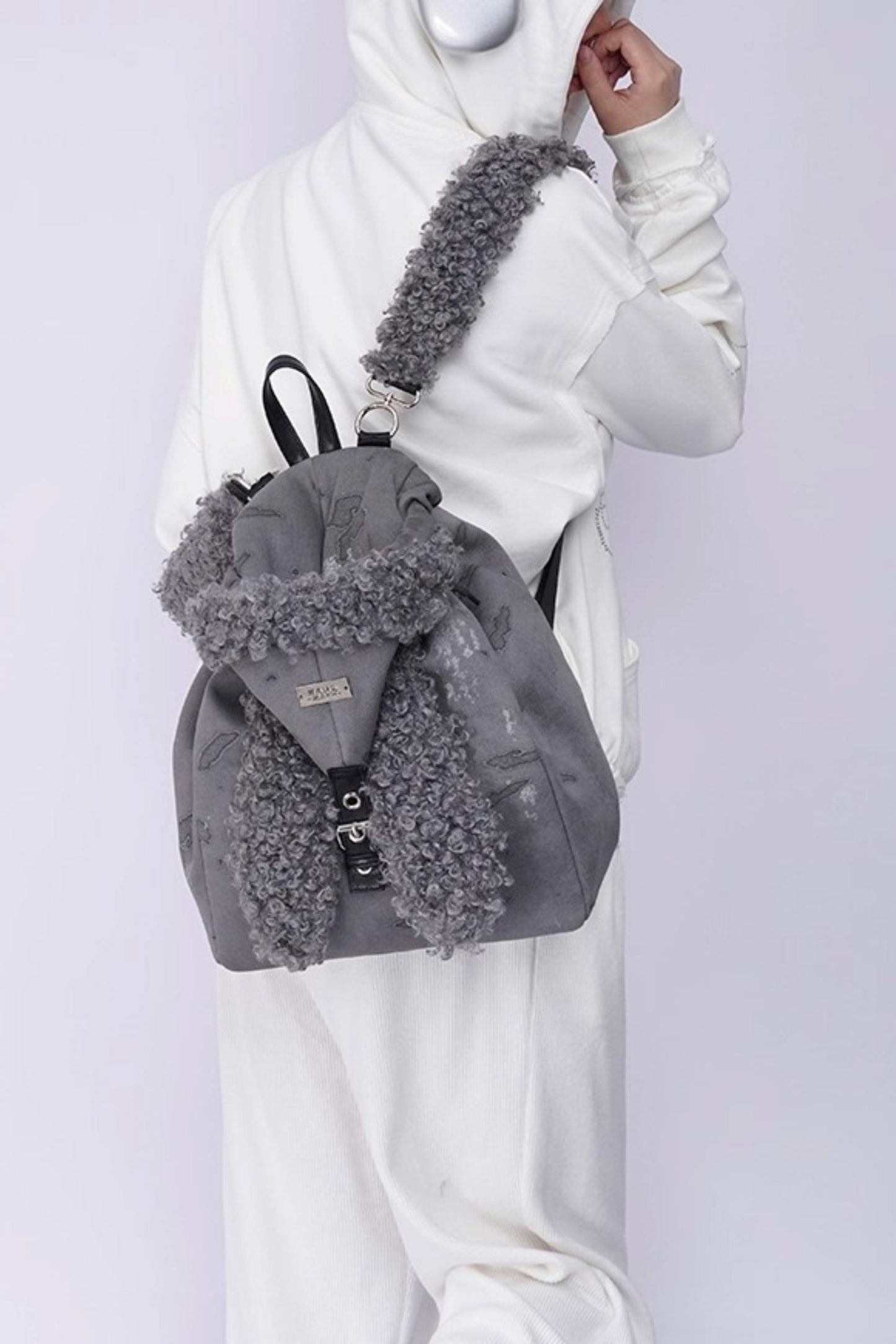 Cute Furry Rabbit Ears Backpack
